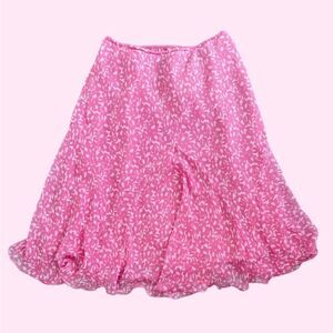 Chadwicks Pink Low -Rise Floral Skirt with Flared Design